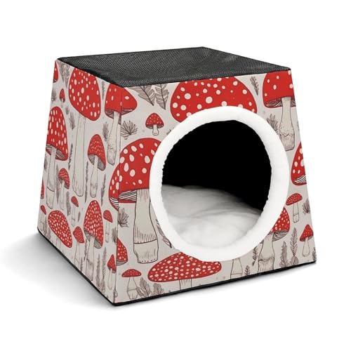 Leichte Reisebox Hundehütte Indoor & Outdoor Rot Weiß Pilz Bedruckte Indoor Hundehütte mit waschbarem Plüschkissen Geeignet für Hunde & Katzen Leichte Reisebox Hundehütte Indoor & Outdoor Rot Weiß Pilz Bedruckte Indoor Hundehütte mit waschbarem Plüschkissen Geeignet für Hunde & Katzen von BVKWNTSA