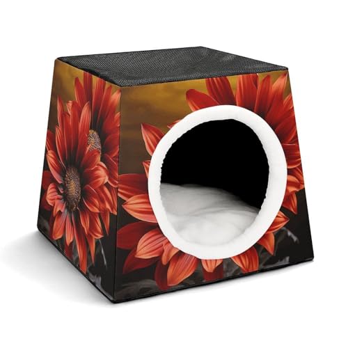 Leichte Reisebox Hundehütte Indoor & Outdoor Rote Sonnenblume Bedruckte Indoor Hundehütte mit waschbarem Plüschkissen Geeignet für Hunde & Katzen Leichte Reisebox Hundehütte Indoor & Outdoor Rote Sonnenblume Bedruckte Indoor Hundehütte mit waschbarem Plüschkissen Geeignet für Hunde & Katzen von BVKWNTSA