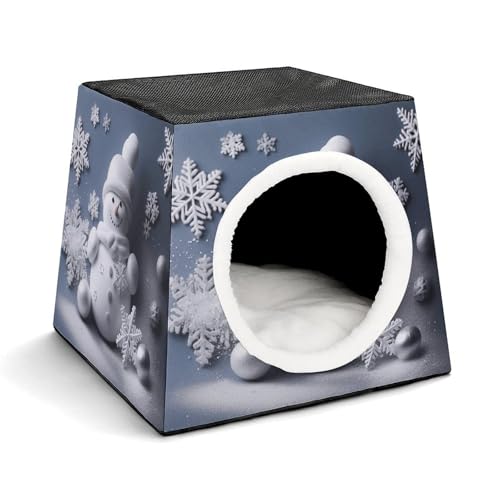 Leichte Reisebox Hundehütte Indoor & Outdoor Schneemann Sterne und Schneeflocken Bedruckte Indoor Hundehütte mit waschbarem Plüschkissen Geeignet für Hunde & Katzen Leichte Reisebox Hundehütte Indoor & Outdoor Schneemann Sterne und Schneeflocken Bedruckte Indoor Hundehütte mit waschbarem Plüschkissen Geeignet für Hunde & Katzen von BVKWNTSA
