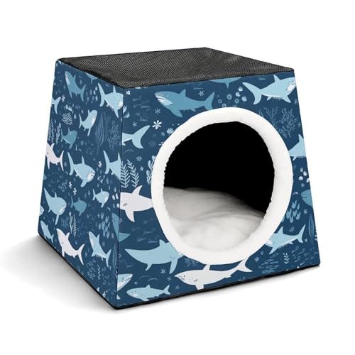 Leichte Reisebox Hundehütte Indoor & Outdoor Sharksm Bedruckte Indoor Hundehütte mit waschbarem Plüschkissen Geeignet für Hunde & Katzen Leichte Reisebox Hundehütte Indoor & Outdoor Sharksm Bedruckte Indoor Hundehütte mit waschbarem Plüschkissen Geeignet für Hunde & Katzen von BVKWNTSA