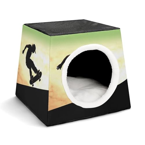 Leichte Reisebox Hundehütte Indoor & Outdoor Skateboard1 Bedruckte Indoor Hundehütte mit waschbarem Plüschkissen, geeignet für Hunde & Katzen Leichte Reisebox Hundehütte Indoor & Outdoor Skateboard1 Bedruckte Indoor Hundehütte mit waschbarem Plüschkissen, geeignet für Hunde & Katzen von BVKWNTSA