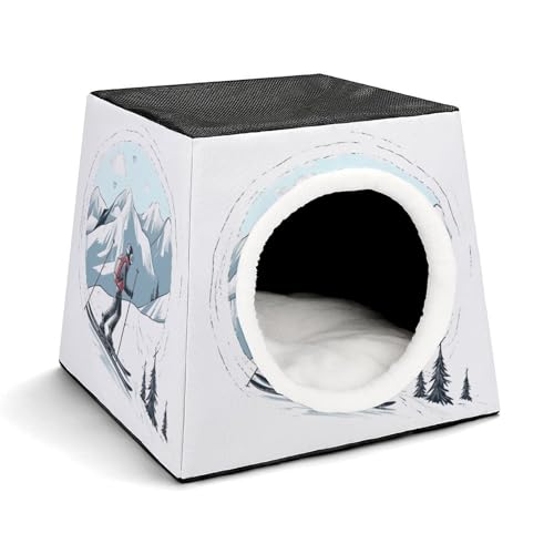 Leichte Reisebox Hundehütte Indoor & Outdoor Skifahren Thema Bedruckte Indoor Hundehütte mit waschbarem Plüschkissen Geeignet für Hunde & Katzen Leichte Reisebox Hundehütte Indoor & Outdoor Skifahren Thema Bedruckte Indoor Hundehütte mit waschbarem Plüschkissen Geeignet für Hunde & Katzen von BVKWNTSA