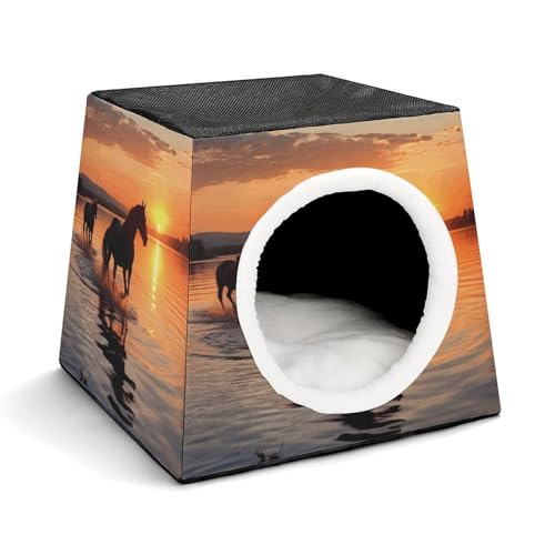 Leichte Reisebox Hundehütte Indoor & Outdoor Sonnenuntergänge See Pferde Bedruckte Indoor Hundehütte mit waschbarem Plüschkissen Geeignet für Hunde & Katzen Leichte Reisebox Hundehütte Indoor & Outdoor Sonnenuntergänge See Pferde Bedruckte Indoor Hundehütte mit waschbarem Plüschkissen Geeignet für Hunde & Katzen von BVKWNTSA