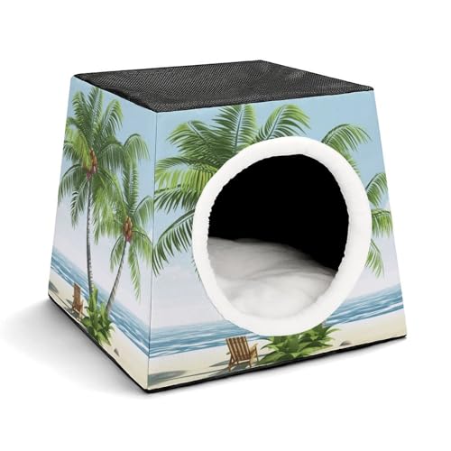 Leichte Reisebox Hundehütte Indoor & Outdoor Tropische Palme Bedruckte Indoor Hundehütte mit waschbarem Plüschkissen Geeignet für Hunde & Katzen Leichte Reisebox Hundehütte Indoor & Outdoor Tropische Palme Bedruckte Indoor Hundehütte mit waschbarem Plüschkissen Geeignet für Hunde & Katzen von BVKWNTSA