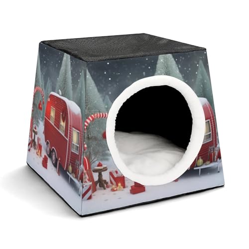 Leichte Reisebox Hundehütte Indoor & Outdoor Weihnachten Rot Camper Bedruckte Indoor Hundehütte mit waschbarem Plüschkissen Geeignet für Hunde & Katzen Leichte Reisebox Hundehütte Indoor & Outdoor Weihnachten Rot Camper Bedruckte Indoor Hundehütte mit waschbarem Plüschkissen Geeignet für Hunde & Katzen von BVKWNTSA
