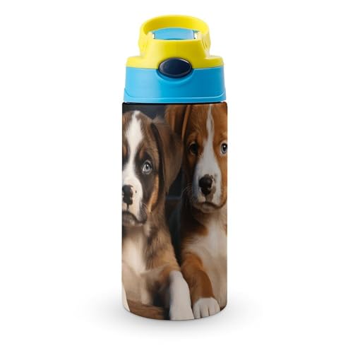Trinkbecher für Kinder, Welpen, Hunde, Haustiere, Tiere, Bedruckte Kinder-Wasserflasche, BPA-frei, isolierte Wasserflasche mit Edelstahl, auslaufsicher, für Schule, Sport und Reisen von BVKWNTSA