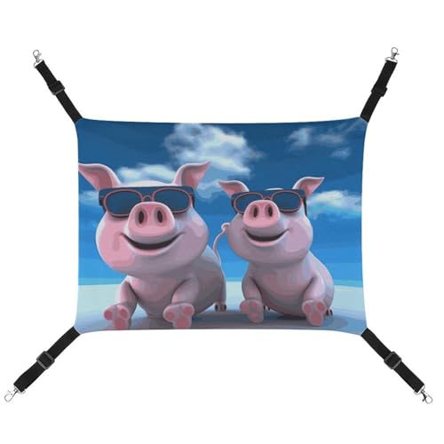 BVNMT Funny 3D Piggies Printed Canvas Pet Hammock - Breathable & Foldable for Cats, Dogs & Small Pets - Ideal for Home, Travel & Pet Hospital - 17.9 X 13 X 20.1 cm von BVNMT