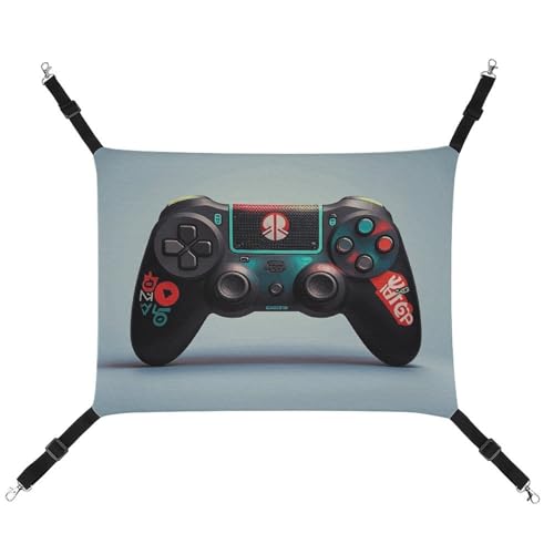 BVNMT Game Console Ing Bedruckte Hängematte aus Segeltuch, atmungsaktiv und faltbar, für Katzen, Hunde und kleine Haustiere, ideal für Zuhause, Reisen und Haustierkrankenhaus – 42 x 33 x 20 cm von BVNMT
