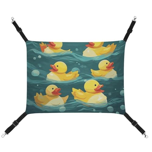 BVNMT Gummienten bedruckte Hängematte aus Segeltuch, atmungsaktiv und faltbar, für Katzen, Hunde und kleine Haustiere, ideal für Zuhause, Reisen und Haustierkrankenhaus – 42 x 33 x 20 cm von BVNMT
