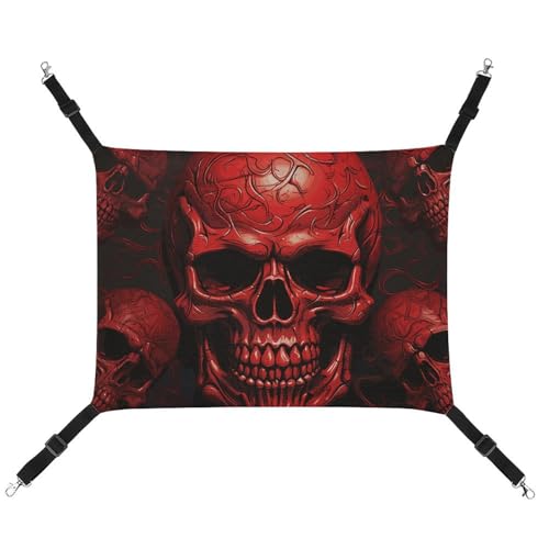 BVNMT Haustierhängematte aus Segeltuch mit roten Totenköpfen – atmungsaktiv und faltbar für Katzen, Hunde und kleine Haustiere – ideal für Zuhause, Reisen und Haustierkrankenhaus – 42 x 33 x 20 cm BVNMT Haustierhängematte aus Segeltuch mit roten Totenköpfen – atmungsaktiv und faltbar für Katzen, Hunde und kleine Haustiere – ideal für Zuhause, Reisen und Haustierkrankenhaus – 42 x 33 x 20 cm von BVNMT