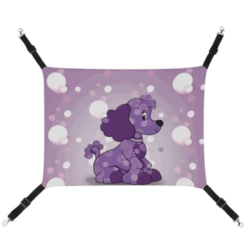 BVNMT Haustierhängematte aus Segeltuch mit violettem Pudelmuster, atmungsaktiv und faltbar, für Katzen, Hunde und kleine Haustiere, ideal für Zuhause, Reisen und Haustierkrankenhaus – 42 x 33 x 20 cm von BVNMT