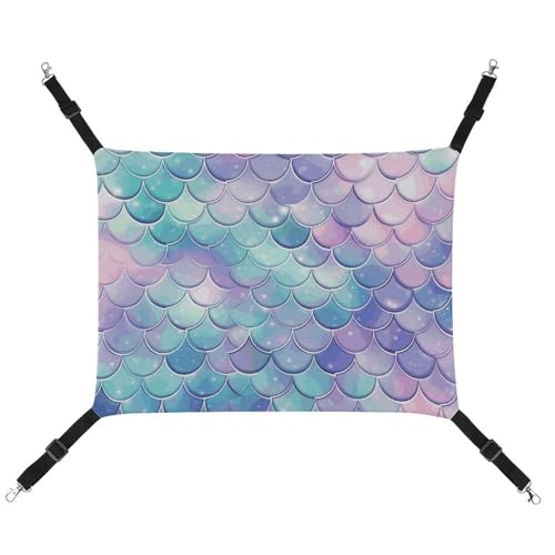 BVNMT Haustierhängematte aus bedrucktem Segeltuch mit Meerjungfrauenwaage, atmungsaktiv und faltbar, für Katzen, Hunde und kleine Haustiere, ideal für Zuhause, Reisen und Haustierkrankenhaus – 42 x 33 von BVNMT