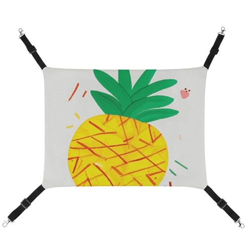 BVNMT Niedliche Ananas-Haustier-Hängematte aus Segeltuch, atmungsaktiv und faltbar, für Katzen, Hunde und kleine Haustiere, ideal für Zuhause, Reisen und Haustierkrankenhaus – 42 x 33 x 20 cm von BVNMT