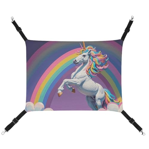 BVNMT Pferdehängematte aus Segeltuch mit Regenbogen-Motiv, atmungsaktiv und faltbar, für Katzen, Hunde und kleine Haustiere, ideal für Zuhause, Reisen und Haustierkrankenhaus – 42 x 33 x 20 cm von BVNMT