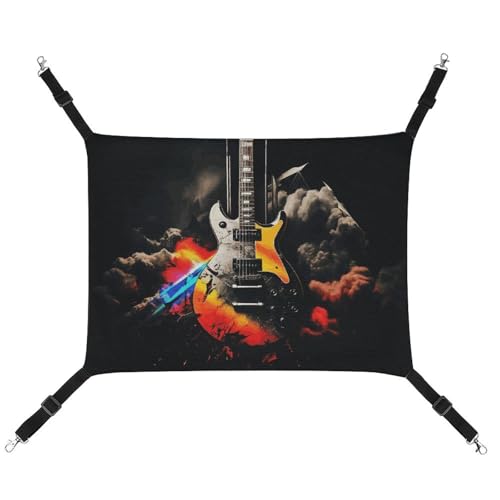 BVNMT Rock Music bedruckte Hängematte für Haustiere, aus Leinen, atmungsaktiv und faltbar, für Katzen, Hunde und kleine Haustiere, ideal für Zuhause, Reisen und Haustierkrankenhaus – 42 x 33 x 20 cm von BVNMT