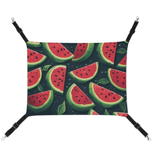 BVNMT Rote Wassermelone bedruckte Haustier-Hängematte aus Segeltuch – atmungsaktiv und faltbar für Katzen, Hunde und kleine Haustiere – ideal für Zuhause, Reisen und Haustierkrankenhaus – 42 x 33 x 20 von BVNMT