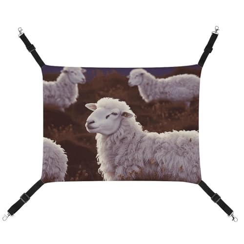 BVNMT Sheep_77994455 Haustier-Hängematte aus bedrucktem Segeltuch, atmungsaktiv und faltbar, für Katzen, Hunde und kleine Haustiere, ideal für Zuhause, Reisen und Haustierkrankenhaus – 42 x 33 x 20 cm von BVNMT
