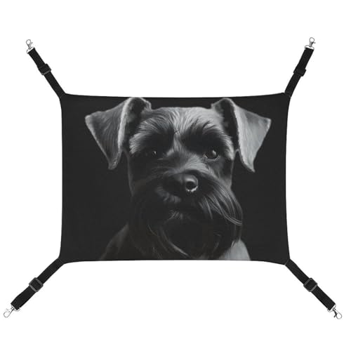 Schwarze Schnauzer-Hunde-Hängematte aus bedrucktem Segeltuch, atmungsaktiv und faltbar, für Katzen, Hunde und kleine Haustiere, ideal für Zuhause, Reisen und Haustierkrankenhaus – 42 x 33 x 20 cm von BVNMT
