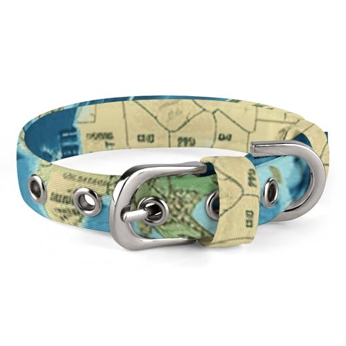 Verstellbares Hundehalsband, Weltkarte, Haustierhalsband für kleine, mittelgroße Hunde und Katzen Verstellbares Hundehalsband, Weltkarte, Haustierhalsband für kleine, mittelgroße Hunde und Katzen von BVNMT