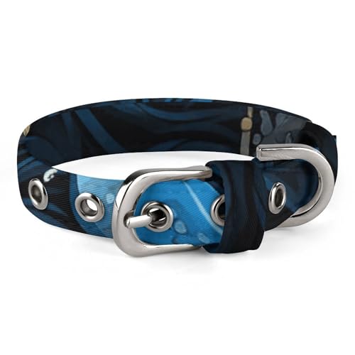 Verstellbares Hundehalsband, blaues und schwarzes Muster, Haustierhalsband für kleine, mittelgroße Hunde und Katzen Verstellbares Hundehalsband, blaues und schwarzes Muster, Haustierhalsband für kleine, mittelgroße Hunde und Katzen von BVNMT