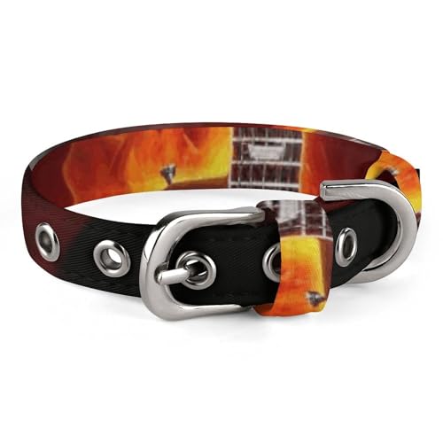 Verstellbares Hundehalsband, brennende Gitarre, Haustierhalsband für kleine, mittelgroße Hunde und Katzen Verstellbares Hundehalsband, brennende Gitarre, Haustierhalsband für kleine, mittelgroße Hunde und Katzen von BVNMT