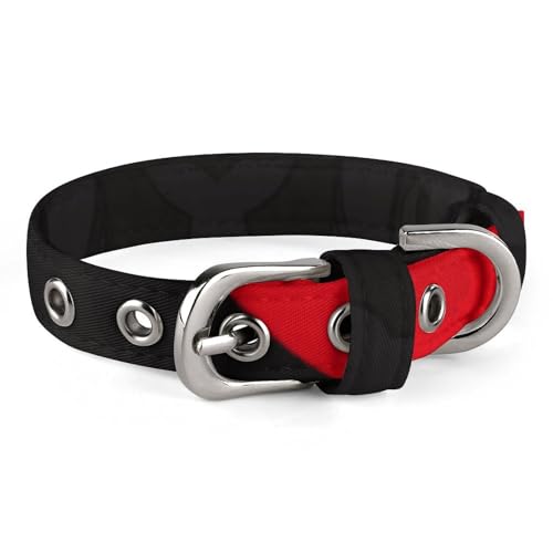 Verstellbares Hundehalsband, für kleine, mittelgroße Hunde, Katzen, Rot / Schwarz Verstellbares Hundehalsband, für kleine, mittelgroße Hunde, Katzen, Rot / Schwarz von BVNMT
