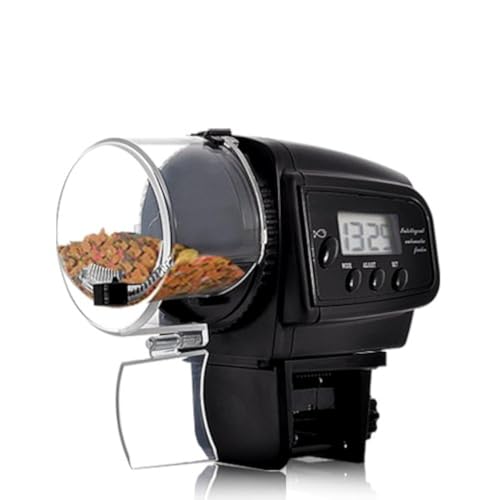 BW Aquarium-Futterautomat, automatischer Fischfutter-Spender mit LCD-Display für Aquarien (Anti-Futterstau-Design) von BW