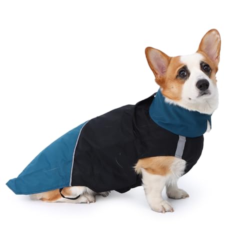 BWBIKE wasserdichte Hunderegenmäntel Winddichter Hund Winter Outdoorjacken Hunde Kaltwettermäntel Reflektierender Hund Warme Windjacke mit Loch für Hundeleine, Schwarz, XXL von BWBIKE