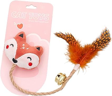 BWESOO Pink Foxes Interaktives Spielzeug für Katzen, Spielkatzenspielzeug, Katzenspielzeug, Glocken-Design, kratzfestes Leinenseil, Katzenminze, Plüschspielzeug für Indoor-Katzen- und Kätzchenübungen von BWESOO