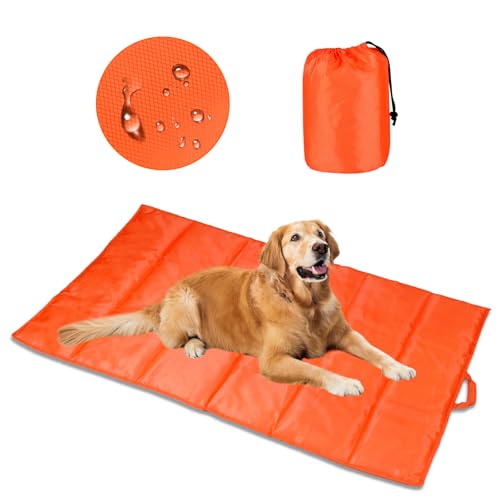 BWOGUE Große Outdoor-Hundebett-Matte, tragbar, wasserdicht, Camping-Hundematte, waschbare Hundematte mit Tragetasche für mittelgroße und große Hunde, zum Schlafen, 119 x 68 cm, Orange BWOGUE Große Outdoor-Hundebett-Matte, tragbar, wasserdicht, Camping-Hundematte, waschbare Hundematte mit Tragetasche für mittelgroße und große Hunde, zum Schlafen, 119 x 68 cm, Orange von BWOGUE