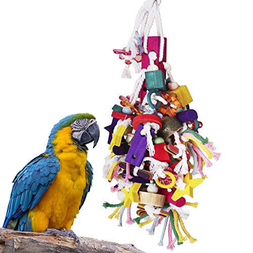 BWOGUE Kauspielzeug für Papageien, groß, Mehrfarbig, Holzblöcke, reißend, Spielzeug für afrikanische Graue Aras, Kakadus, Eclectus Amazonas, Papageien Vögel von BWOGUE