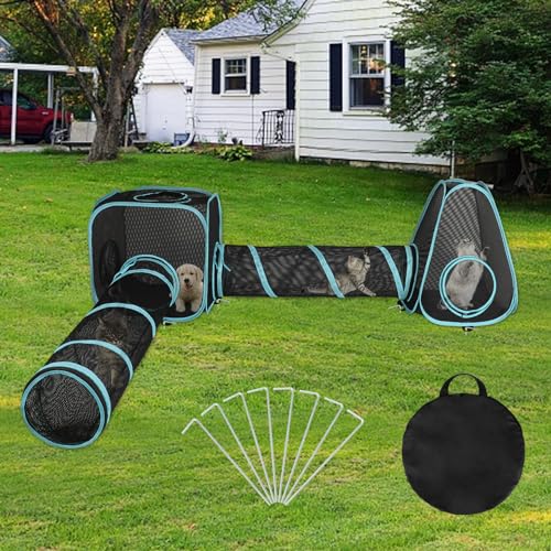 BWOGUE Outdoor Cat Enclosures for Indoor Cats, 4 in 1 Outdoor Cat Tent with Tunnel Portable Pop Up Visual Mesh Cat Outside Playhouse for Cats Puppy Small Animals von BWOGUE