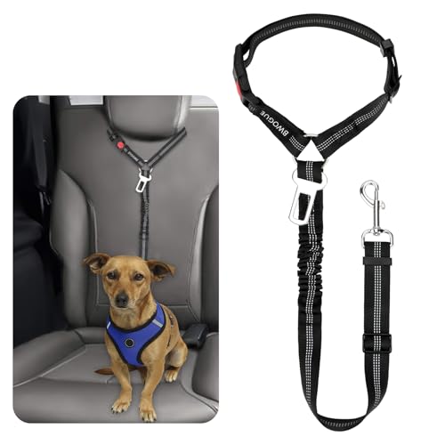 BWOGUE Sicherheitsgurt für Hunde und Katzen, reflektierend, für die Kopfstütze, elastischer Puffer, verstellbar, verhedderungsfrei, Sicherheitsleine, Fahrzeug-Sicherheitsgurt für kleine, mittelgroße BWOGUE Sicherheitsgurt für Hunde und Katzen, reflektierend, für die Kopfstütze, elastischer Puffer, verstellbar, verhedderungsfrei, Sicherheitsleine, Fahrzeug-Sicherheitsgurt für kleine, mittelgroße von BWOGUE