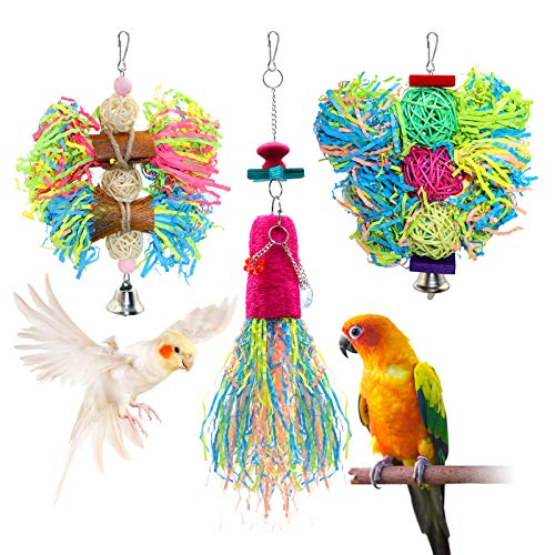 BWOGUE Vogel-Kauspielzeug für Papageien, zum Verkleinern von Futterkäfig, hängendes Spielzeug für Sittiche, Nymphensittiche, afrikanisches Grau, 3 Stück, Shredder Spielzeug von BWOGUE