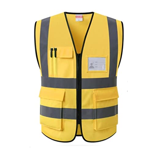 BWUHDKS Warnwesten, Reflektorjacke, Reflektor-Sicherheitsweste, Warnweste mit hoher Sichtbarkeit, for Nachtläufe, Laufen im Freien, Radfahren, Bauarbeiten, Bauweste (Rot, Groß)(Geel,L) von BWUHDKS