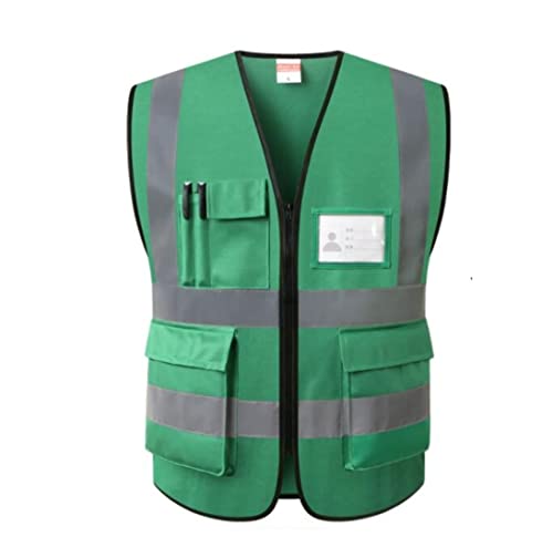 BWUHDKS Warnwesten, Reflektorjacke, Reflektor-Sicherheitsweste, Warnweste mit hoher Sichtbarkeit, for Nachtläufe, Laufen im Freien, Radfahren, Bauarbeiten, Bauweste (Rot, Groß)(Green,XL) von BWUHDKS