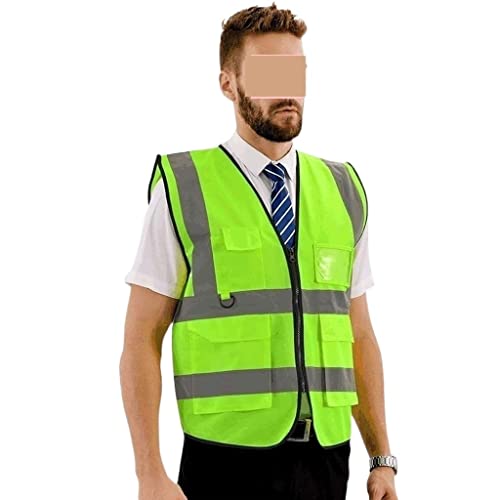 BWUHDKS Warnwesten, Reflektorjacke, Reflektorwesten mit hoher Sichtbarkeit for Nachtläufe, Laufen im Freien, Radfahren, Arbeitssicherheitsweste, Bauweste (Blau, XXXX-Large)(Geel,XXX Large) von BWUHDKS