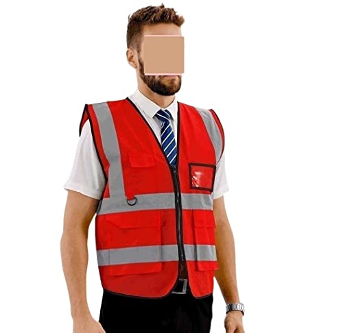 BWUHDKS Warnwesten, Reflektorjacke, Reflektorwesten mit hoher Sichtbarkeit for Nachtläufe, Laufen im Freien, Radfahren, Arbeitssicherheitsweste, Bauweste (Blau, XXXX-Large)(Red,XX Large) von BWUHDKS