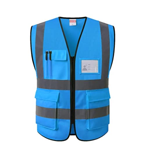 Warnwesten, Reflektorjacke, Reflektor-Sicherheitsweste, Warnweste mit hoher Sichtbarkeit, for Nachtläufe, Laufen im Freien, Radfahren, Bauarbeiten, Bauweste (Rot, Groß)(Blu,XXX Large) von BWUHDKS