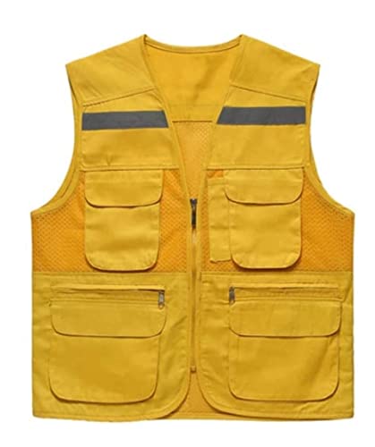 Warnwesten, Reflektorjacke, Reflektoranzug, Polyesterfaser, Reflektor-Sicherheitsweste mit silbernem Balken, geeignet for Joggen bei Nacht, Bauweste (Blau, XXX-Large)(Geel,L) von BWUHDKS