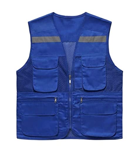 Warnwesten, Reflektorjacke, Reflektoranzug, Polyesterfaser, Reflektor-Sicherheitsweste mit silbernem Balken, geeignet for Joggen bei Nacht, Bauweste (Blau, XXX-Large)(Gray,XX Large) von BWUHDKS