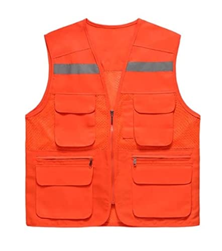 Warnwesten, Reflektorjacke, Reflektoranzug, Polyesterfaser, Reflektor-Sicherheitsweste mit silbernem Balken, geeignet for Joggen bei Nacht, Bauweste (Blau, XXX-Large)(Orange,L) von BWUHDKS
