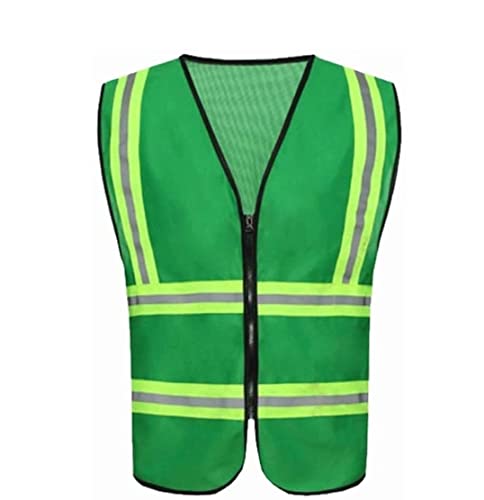 Warnwesten, Reflektorjacke, Reflektoranzug for die Hygiene, Warnweste aus Strickstoff, geeignet for Arbeiten im Freien, Radfahren, Joggen, Sport, Bauweste (Gelb)(Green) von BWUHDKS