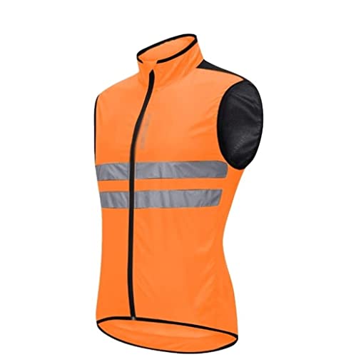 Warnwesten, Reflektorjacke, Sport-Reflektoranzug, Polyester-Sicherheits-Reflektorweste, Fahrradweste for Herren und Damen, winddichte Laufweste, leichte Konstruktionsweste (grün, XL)(Orange,XX Large) von BWUHDKS