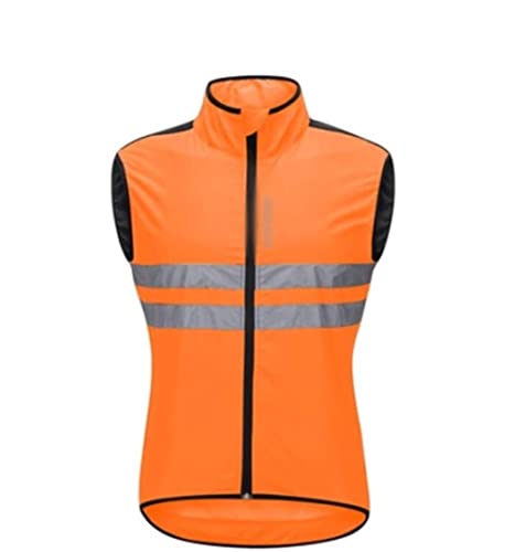 Warnwesten, Reflektorjacke, Sport-Reflektoranzug, Polyester-Sicherheits-Reflektorweste, Fahrradweste for Herren und Damen, winddichte Laufweste, leichte Konstruktionsweste (grün, XL)(Orange,XXX Large) von BWUHDKS