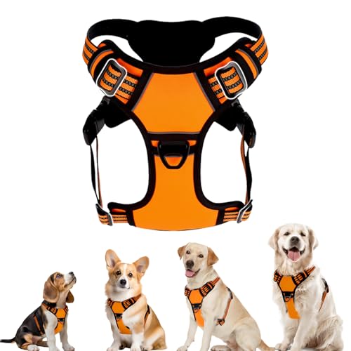 BXPAW Hundegeschirr, kein Ziehen, verstellbar, reflektierend, einfache Kontrolle, Griff für kleine bis große Hunde, weich gepolstert, Welpenweste, Orange, Größe XL BXPAW Hundegeschirr, kein Ziehen, verstellbar, reflektierend, einfache Kontrolle, Griff für kleine bis große Hunde, weich gepolstert, Welpenweste, Orange, Größe XL von BXPAW
