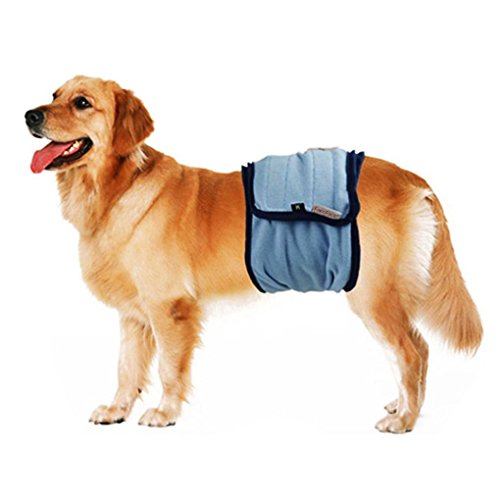 BXT Männlichen Hunde Physiologische Hosen Hundewindeln Hundschutzhose Waschbar (Blau/Schwarz) von BXT