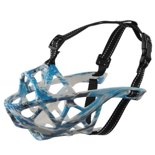 Maulkorb für Hunde, Air Mesh Basket Dog Maulkorb for Hecheln und Trinken Multicolor Mehrere Größen(Blue White,L) von BYALORTEX