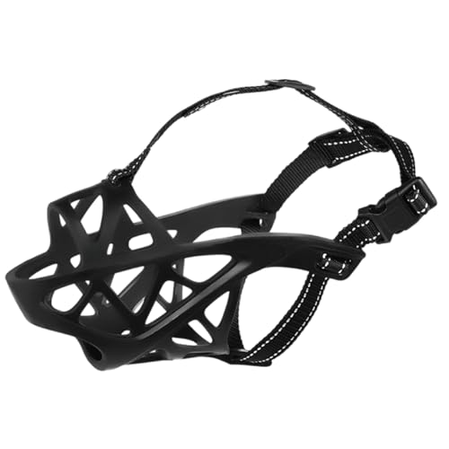 Maulkorb für Hunde, Maulkorb for Hunde, Korbform, ermöglicht Hecheln und Trinken, Verstellbarer Riemen, thermoplastischer Gummi, Schwarz, Blau, Weiß, mehrere Größen(Black,S) von BYALORTEX