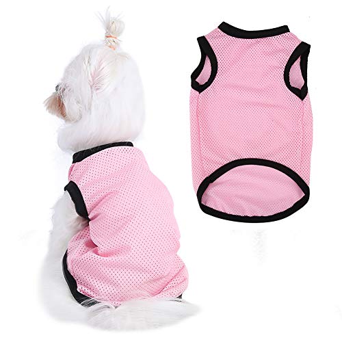 BYARSS Hundeweste,Haustiergitterkleidung,Haustier einfarbig runde Hundekleidung Mesh Breathable Vest(M-Rosa) von BYARSS